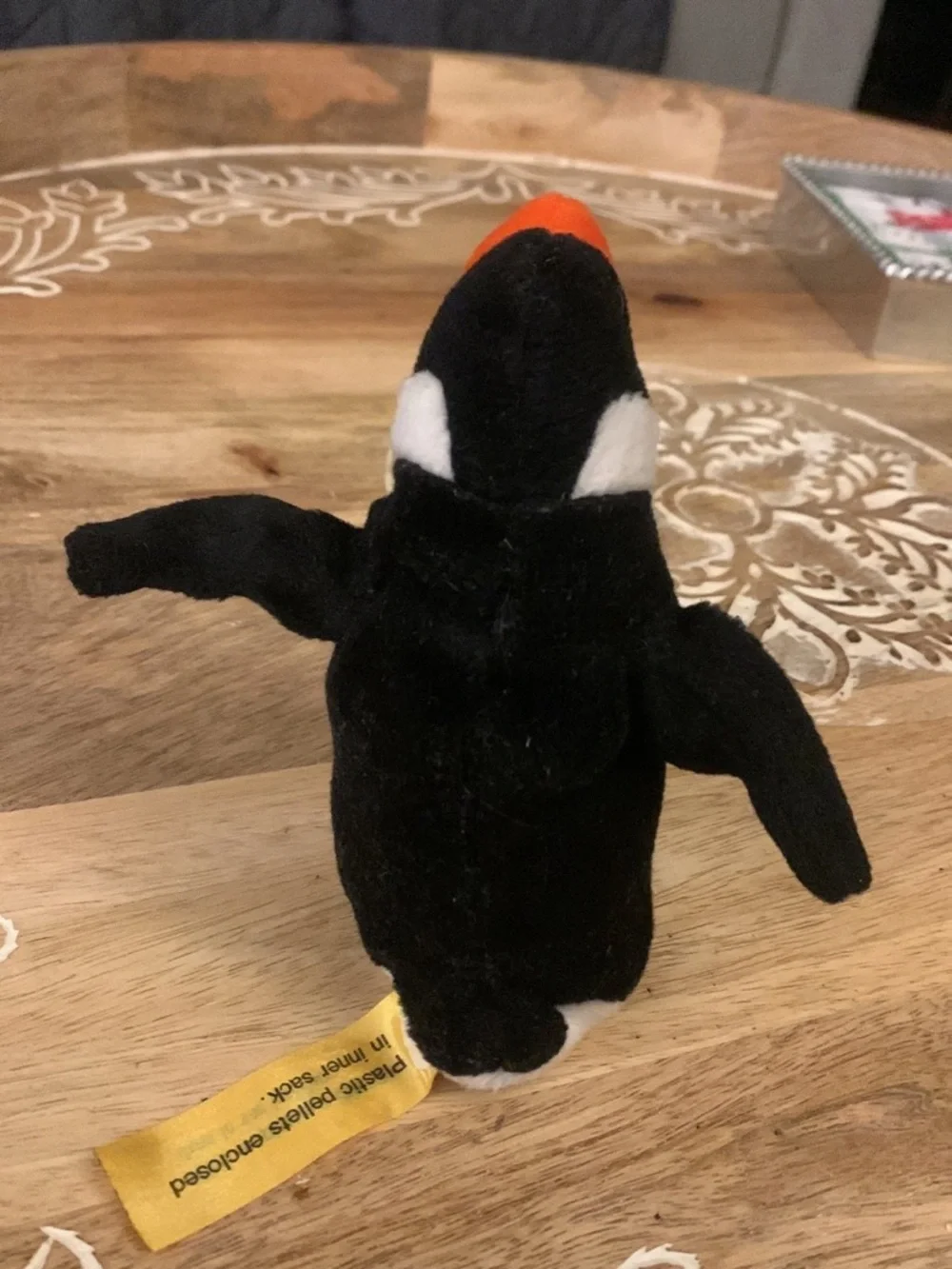 Plush Penguin Bird Toy - Black, White & Orange